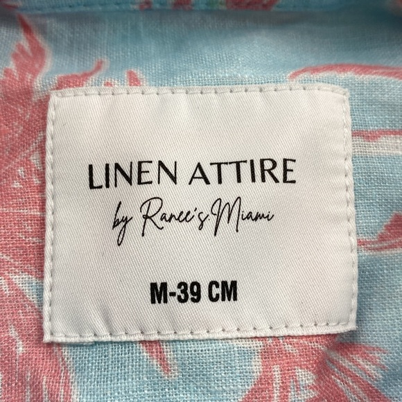 Linen Attire by Ranee’s Miami Linen Resort/Tropical LS Button Shirt (Blue/Pink) - Picture 13 of 16